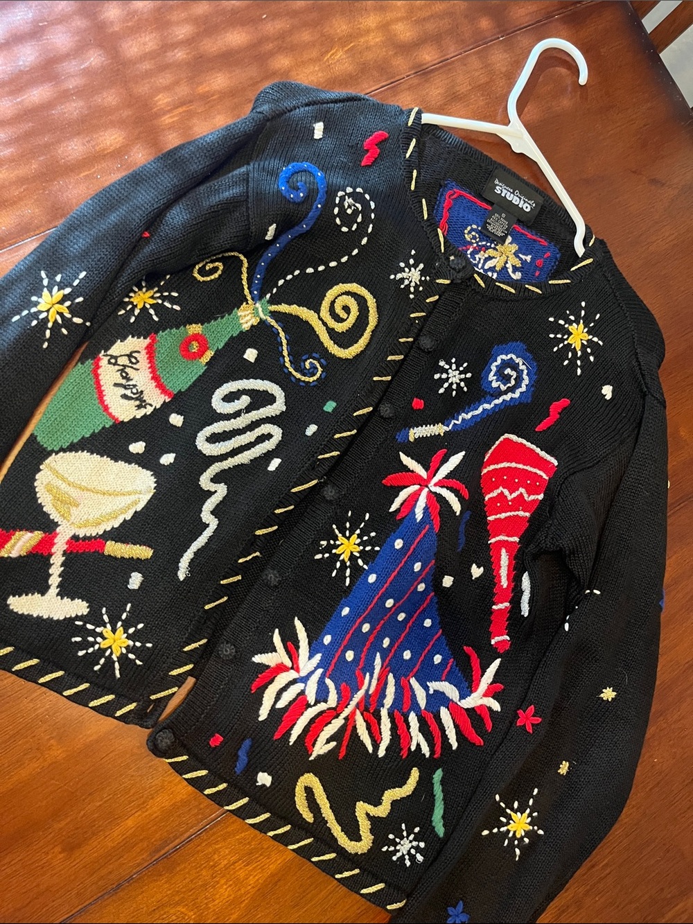 Vintage New Year’s Eve cardigan sweater ramie
